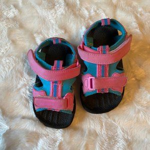 2/$40 Sand n'Sun Toddler Girl Sandals Size 10 Pink Blue Velcro Foam Sole Vintage